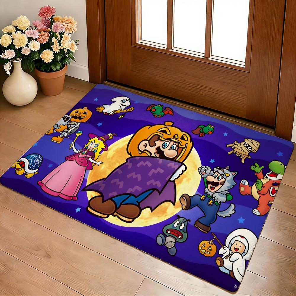 Classic Anime Game MM-Marios Character Floor Mat Cozy Flannel Soft Thick Non-Slip Mat For Living Room Bedroom Kitchen Decor Rugs