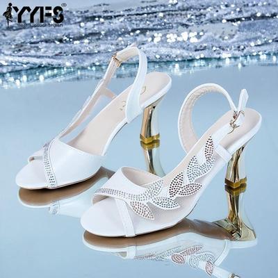 Женские сетчатые босоножки на высоком каблуке, модные туфли с открытым носком и ремешком на щиколотке, универсальные босоножки для платья