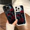 Чехол для телефона в темном стиле с красной розой и бабочкой для серии iPhone 17 16 15 14 13 12 11 Pro Max Plus Двухслойная защита
