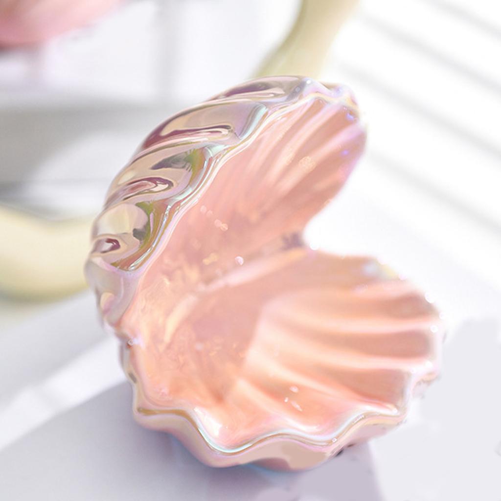 Delicate Ceramic Seashell Jewelry Tray Decorative Ring Holder Organizer For Bathroom Bedroom Dresser Home Decor