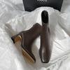 Vintage Warm Cotton Women Ankle Boots Fashion Elegant Square Toe Shoes Autumn Winter Thick Heel Women's Short Booties 2025