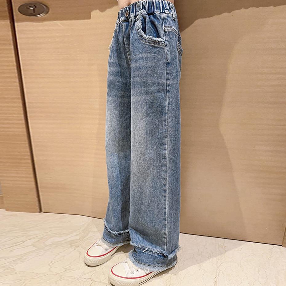 Джинсы для девочек, однотонные джинсы для девочек, детские весенне-осенние детские джинсы, повседневная одежда для девочек 6, 8, 10, 12, 14 лет