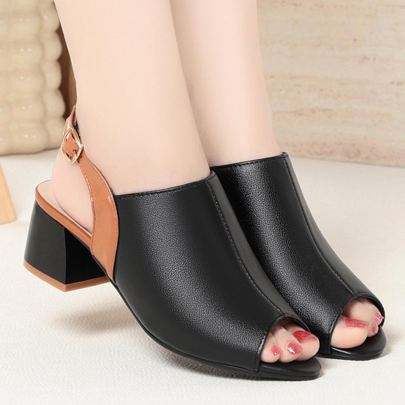 Женские сандалии летние женские сандалии Fish Mouth из натуральной кожи формальные римские сандалии для женщин