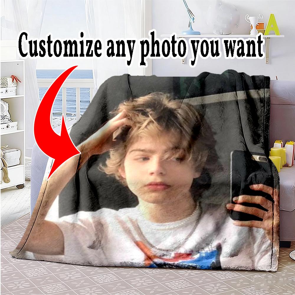 Customize Photo Personalized photos Blanket Cozy Customizable Blanket Soft Warm Cozy Suitable for Couch Sofa Office Chair Seaside