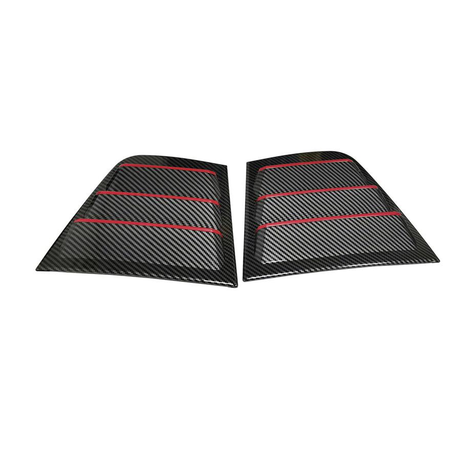 2x Carbon Look w/Red Trim Rear Side Window Louver Cover For 11-21 Dodge Charger