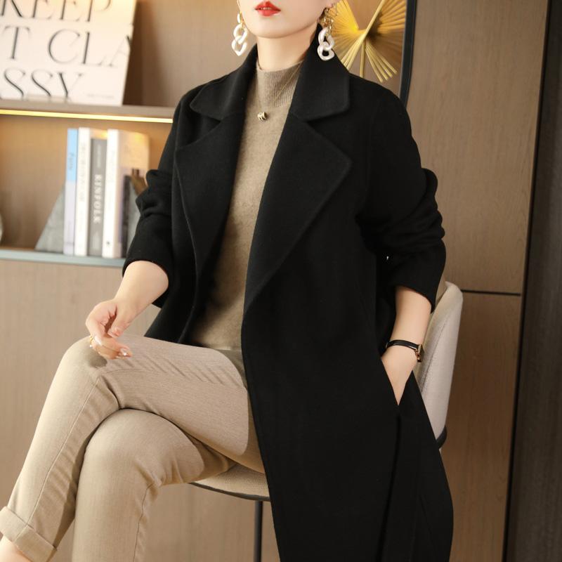 Женское пальто из 100% шерсти TIDENOVEL Осеннее шерстяное длинное пальто Ручной работы Пальто-бушлат Зимняя теплая шерстяная длинная куртка Пальто