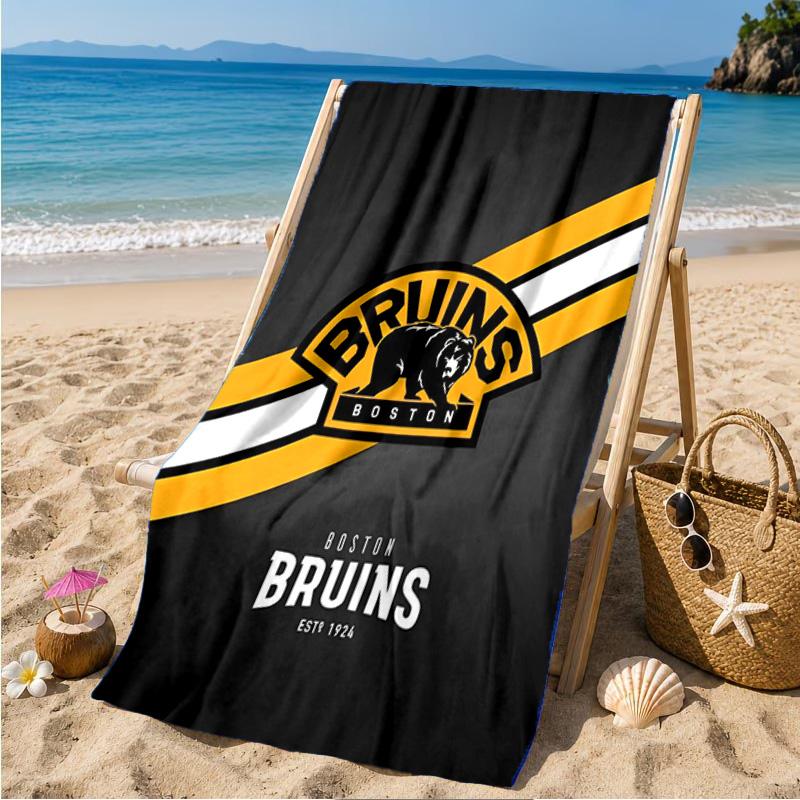 Bruins Emblem hockey Beach Towel Microfiber Beach Towel, Lightweight and Quick-Dry, for Summer Travel, Swimming Pool Fan Birthday Gift