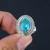 Натуральная медь, бирюза, твердое серебро 925 пробы, бисер, разделенный хвостовик, массивное кольцо, ювелирные изделия для женщин и девочек