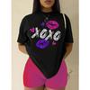 Женская футболка с принтом губ Xoxo розового и фиолетового цвета, брендовая летняя футболка, повседневная оверсайз уличная футболка, одежда, уличный хлопковый топ, футболки