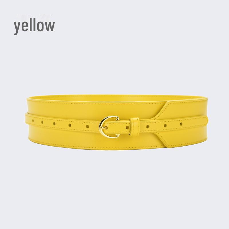 Women's Wide Leather Waist-Slimming Belt – Stylish Outerwear Accessory for Shirts and Dresses.