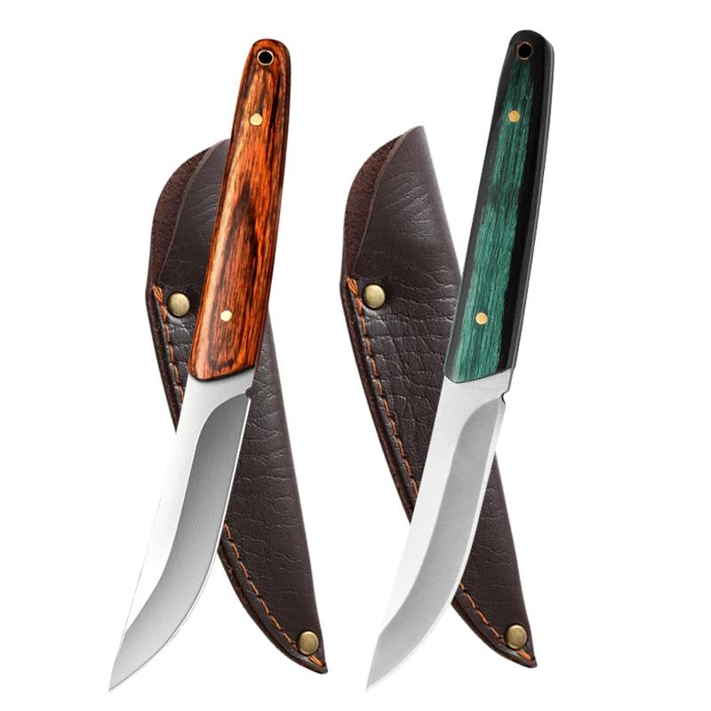 Мини-нож для нарезки из нержавеющей стали, ручной ковки, обвалочный нож, маленький поварской острый нож для фруктов, деревянная ручка