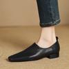 Мода 2025 Весна Новые Мягкая Натуральная Кожа Женские Туфли на Каблуке Квадратный Носок Удобные Модные Повседневные Туфли на Низком Каблуке Обувь на Четыре Сезона