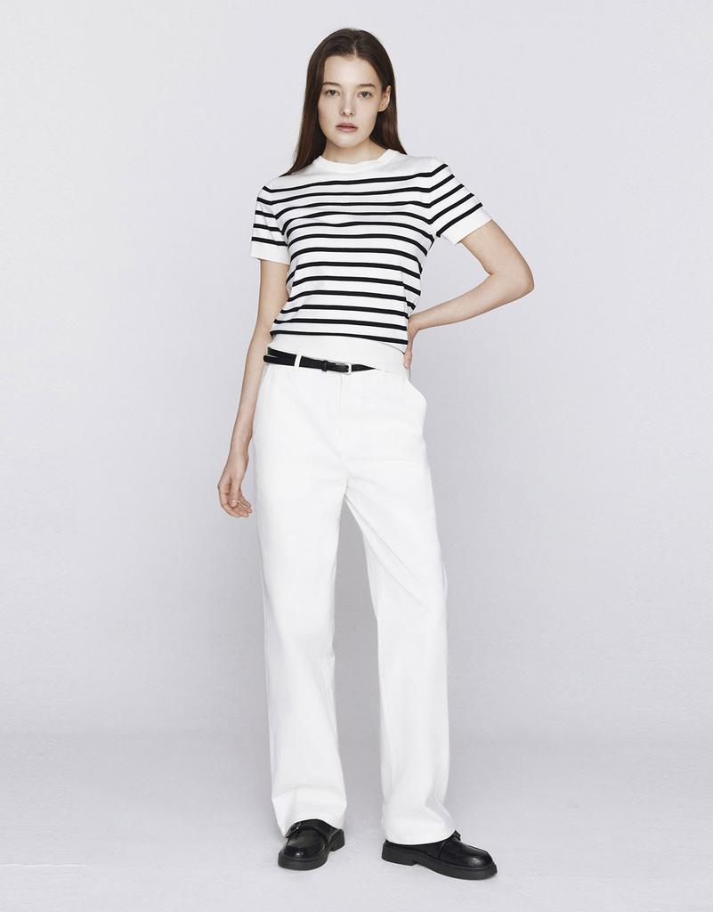 GIORDANO Striped Short Sleeve Knit Sweater (12Gg) 356510 [2Color]