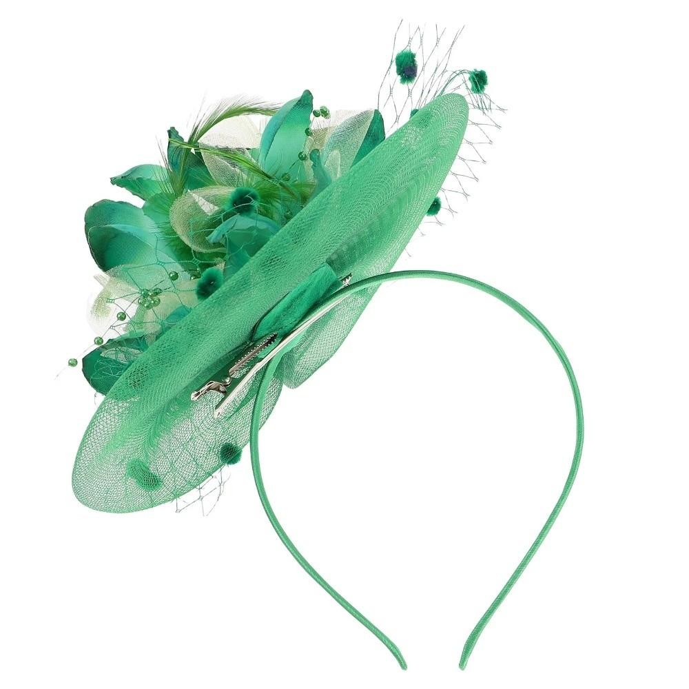 Элегантная шляпка-вуаль Головной убор Перья Головной убор невесты Винтажная сетчатая шляпка-фасинатор Фотография