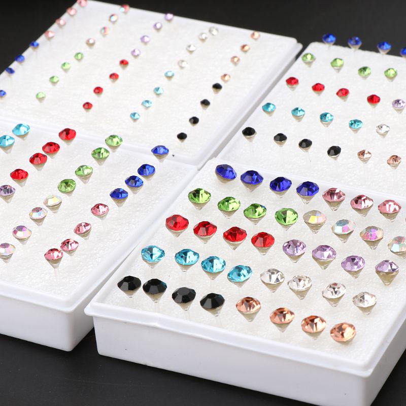 20 Pairs Colorful Faux Rhinestone Plastic Ear Studs Hypoallergenic Earrings