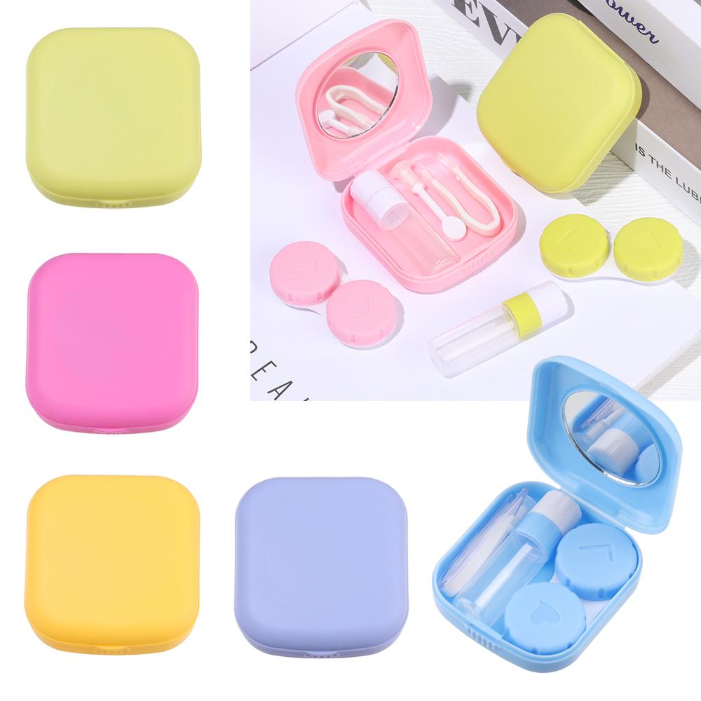 Easy Carry Travel Container Colorful Contact Lens Case Contact Lenses Box Mini Square with Mirror