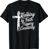 Walking By Faith Tripping Constantly Cross Christian Bible T-shirt, Size S-4XL