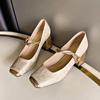 2024 Весна Новинка Бренда Туфли Женские на Толстом Каблуке с Квадратным Носком Элегантные Туфли-Босоножки Мюли на Среднем Каблуке