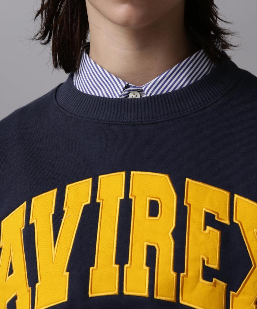 AVIREX CREW NECK L/S SWEAT LOGO 783-3932003 men's XL navy