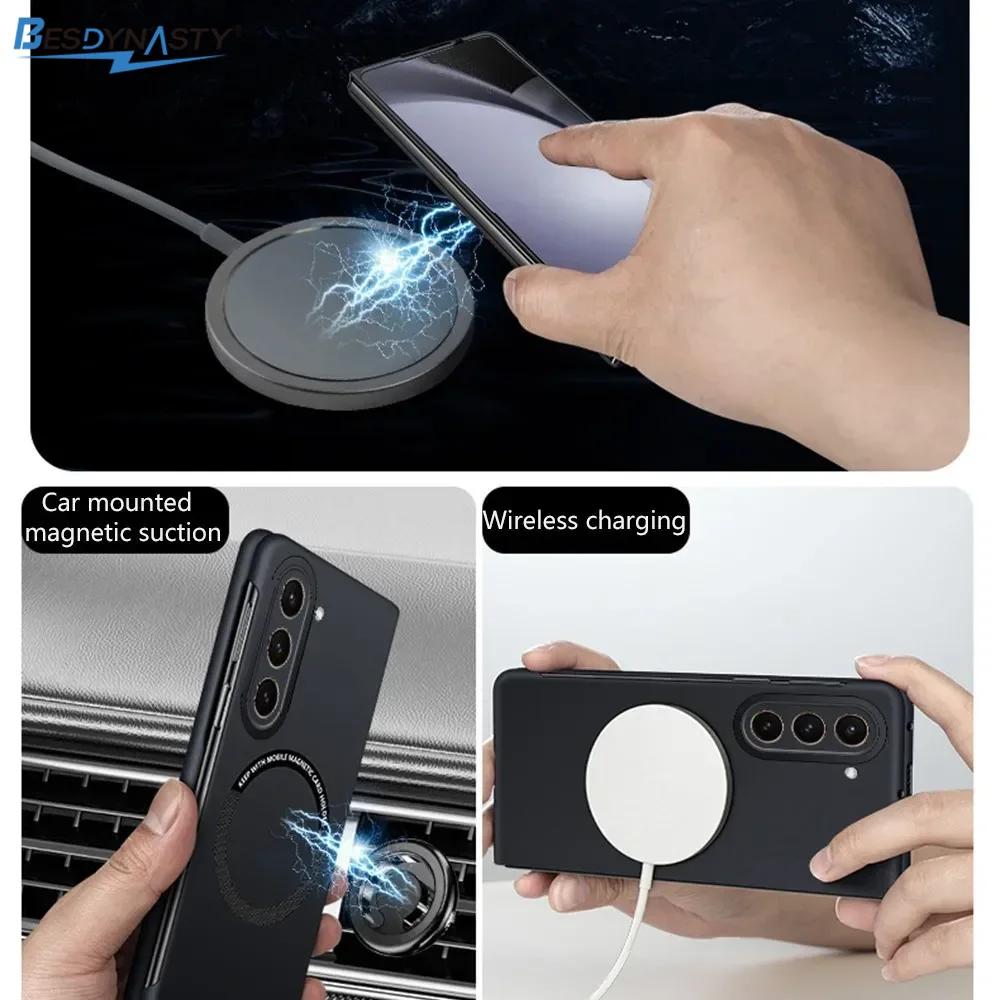 Безрамочный чехол с поддержкой MagSafe для Samsung Galaxy Z Fold 6 Fold5 Fold4 Fold3 5G, тонкий, из жесткого поликарбоната, с магнитом, для беспроводной зарядки, задняя крышка