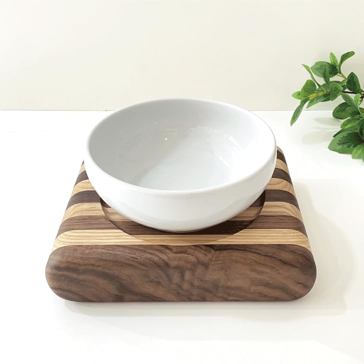 KATOMOKU Cat Walnut x White Table, 1-bowl, Ash, km-124ST (Feeding Stand)