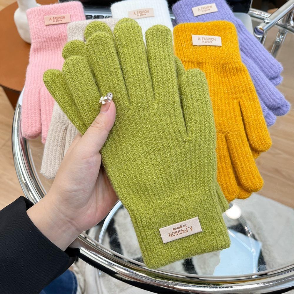 Warm Sport Cycling Gloves Thick Plush Full Finger Mittens New Knitted Gloves Women