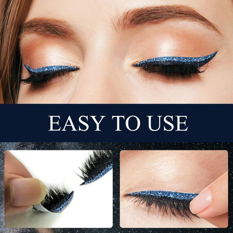 2 in Self Adhesive Eyeliner Eyelash Stickers Glitter Shiny Waterproof Long Lasting Patch for Party Cosplay Makeup