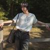 Henley Neck Short Sleeve T-Shirt Men Summer Loose Casual Half Sleeve Tee Korean Commuter Old Money Style Trendy
