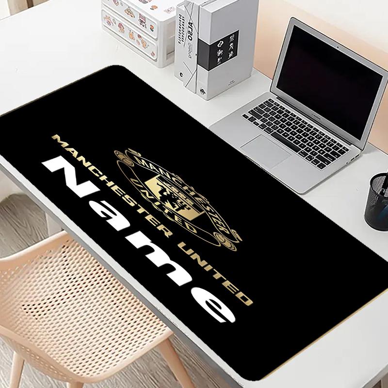 Custom Name Personalized Manchester Football F.C Pattern Mousepad, Laptop PC Desk Mat, Decorative Desk Mat for Home Keyboard Pad Gift