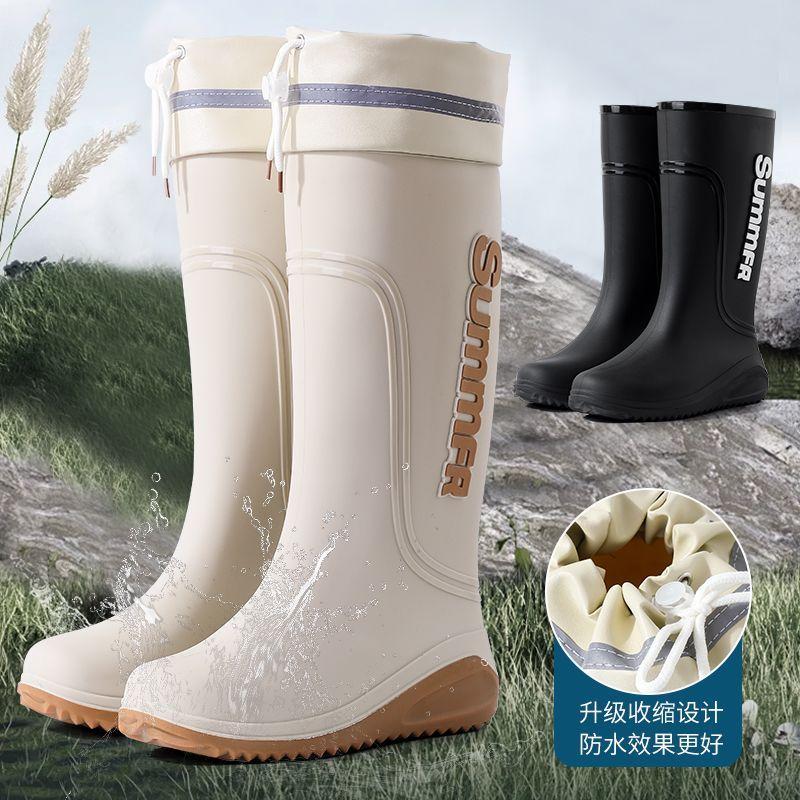 Мужские водонепроницаемые резиновые сапоги с флисовой подкладкой, средней длины, нескользящие, легкие, для работы на открытом воздухе, для доставки еды, резиновые рабочие ботинки