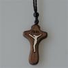 Ретро Мужское Женское Ожерелье с Подвеской в Виде Креста на Черном Шнурке Христианское Религиозное Натуральное Деревянное для Детей Мальчиков Девочек