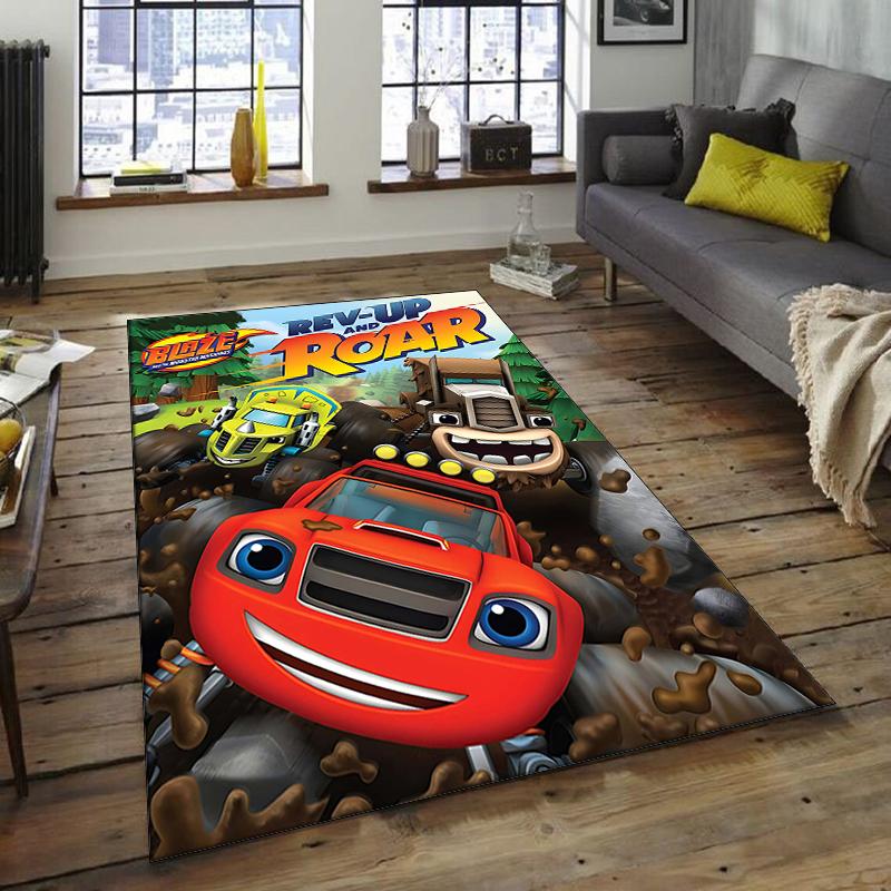 1pc Blaze and the Monster Machines (3) Design Area Rug - Non-Slip, Soft & Cozy Floor Mat for Living Room, Bedroom, Office - Indoor/Outdoor Decorative