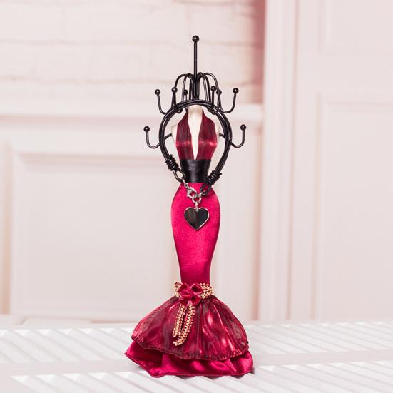 Mini Manikin Jewelry Stand Lady Mannequin Jewelry Organizer with 8 Hooks 2 Tier Necklace Bracelet Earring Ring Holder Display Stand