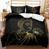 Buddha Statue Duvet Cover Set King/Queen Size,Exotic Golden Buddha Lotus Flowers Comforter Cover Adults Polyester Bedding Set