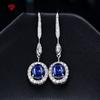 Новые модные длинные серьги-подвески с имитацией темно-синего сапфира для подарка на День матери