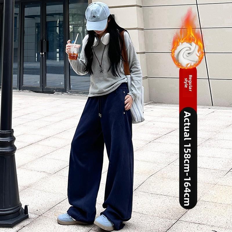 Fleece Wide Leg Pants For Women With High Waist And Casual Style