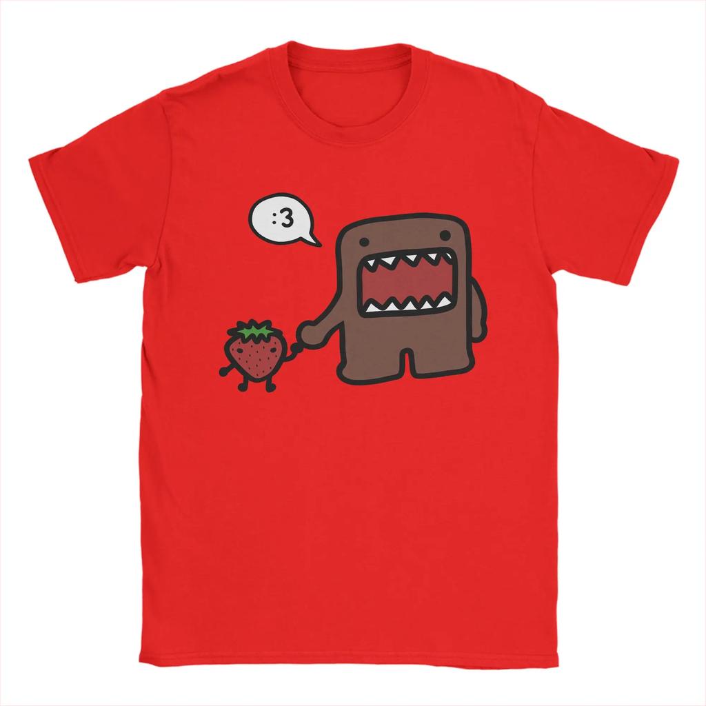 Уличная футболка Domo Kun Хлопковые футболки Хипстерская футболка для мужчин Пляжная Y2K Базовая принтованная одежда с коротким рукавом