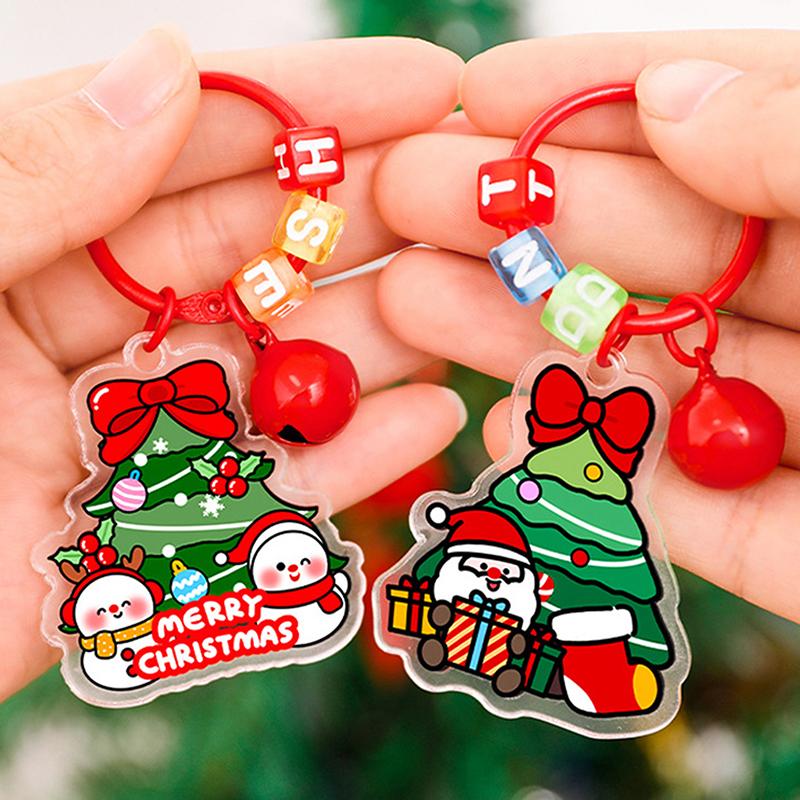 1/6Pcs 2D Christmas Keychain Cute Diy Bag Decoration Accessories High-Value Christmas Tree Keychain Pendant Festival Gift