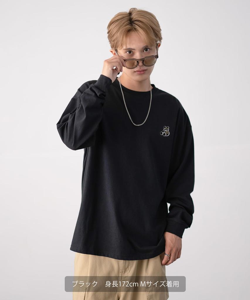 IMPROMES Casual SIDEWAYSTANCE Embroidered Downer Panda Long Sleeve T-Shirt, Men's, Oatmeal