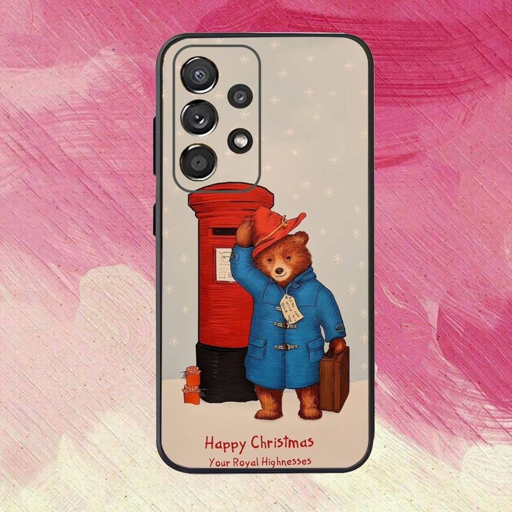 Милый Чехол для Телефона с P-Paddington B-Bear Для Samsung S25,S24,S21,S22,S23,S30,Ultra,S20,Plus,Fe,Lite,Note,10,9,5G Черный Чехол