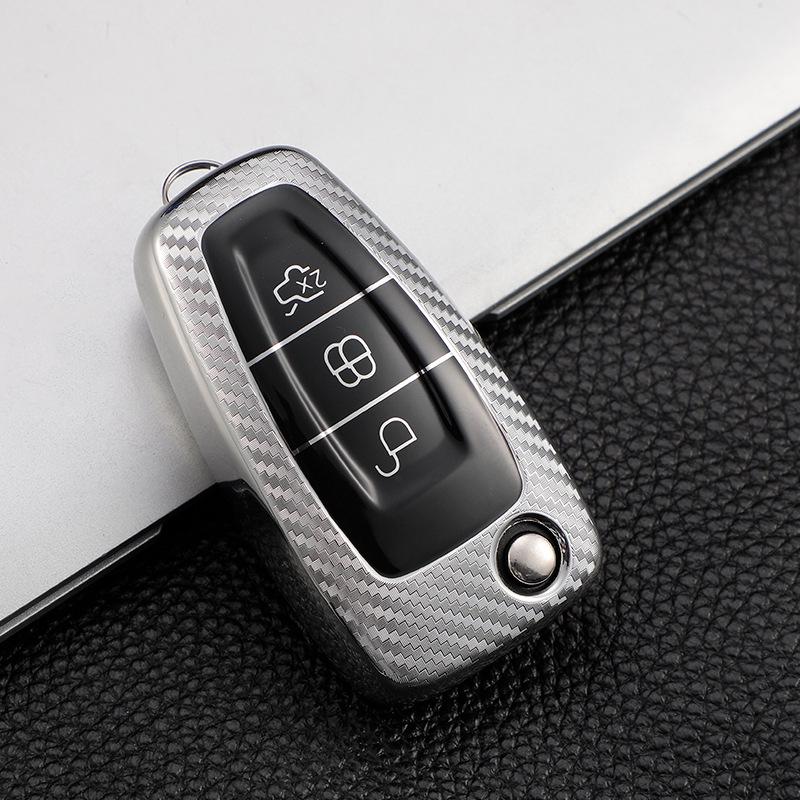 Чехол для ключа из углеродного волокна для Ford Kuga 12-17, New Focus, Yibo, Fiesta, Mondeo