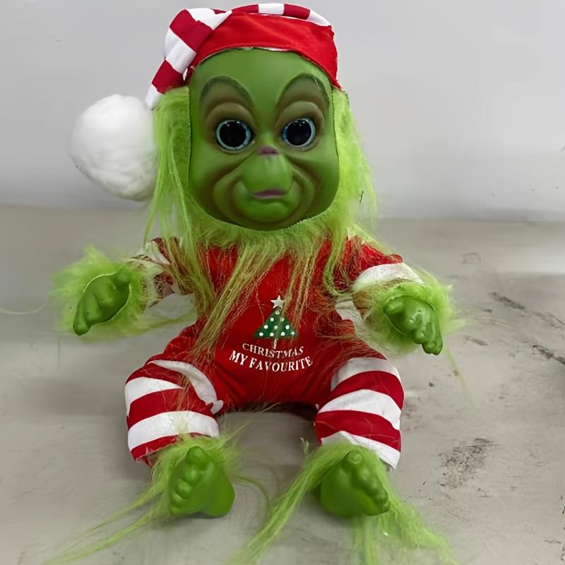 1pc Room Decoration Desktop Decoration Creative Plush Elf Doll Christmas Geek Doll Christmas Gift Green Geek,,Seasonal Gift,Whimsical Doll