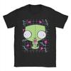 Мужская футболка Invader Zim  Одежда из чистого хлопка Юмористическая футболка с коротким рукавом и круглым вырезом Печатные футболки