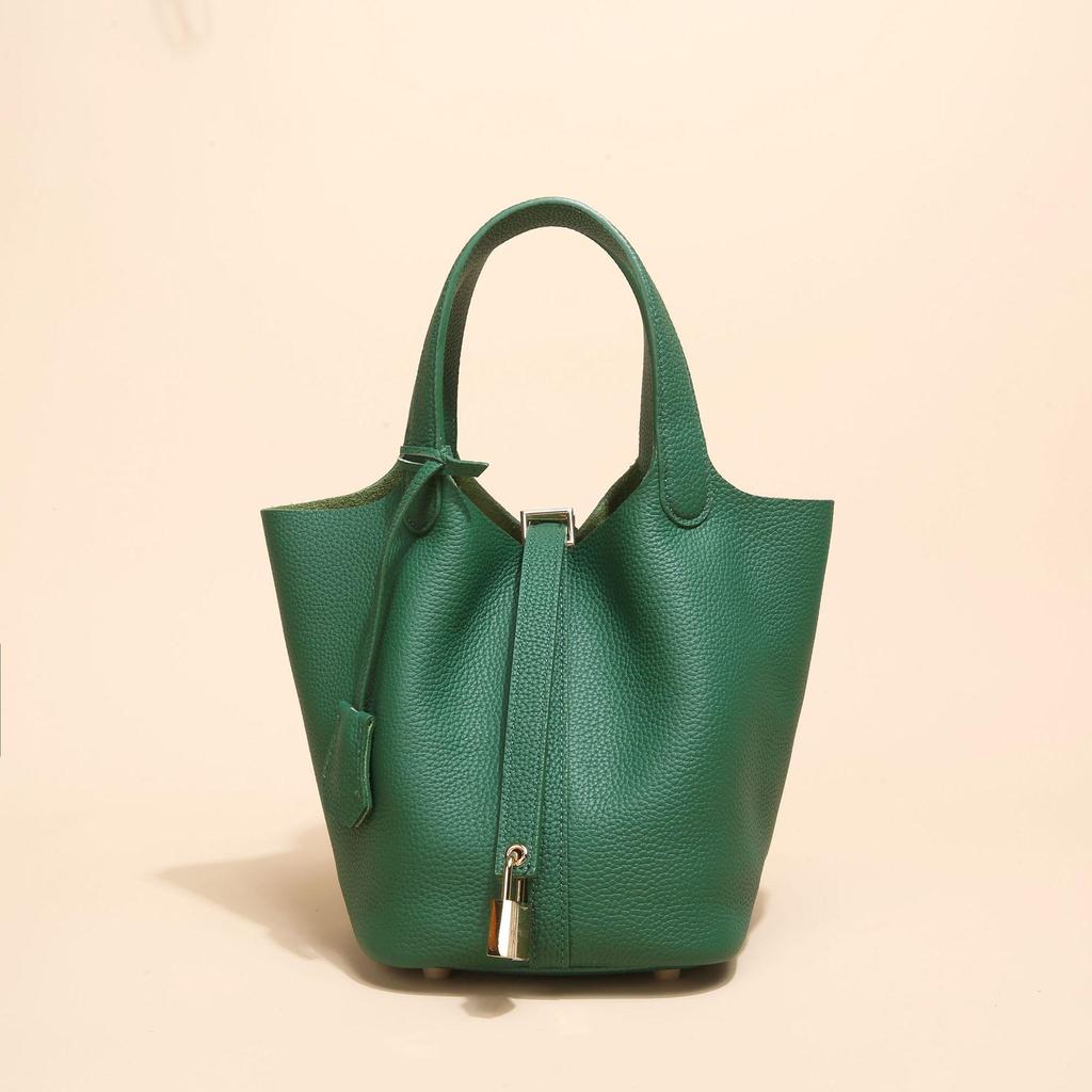 2024 Женская сумка-ведро из натуральной кожи с узором личи - Осенне-зимняя сумка-корзина для овощей