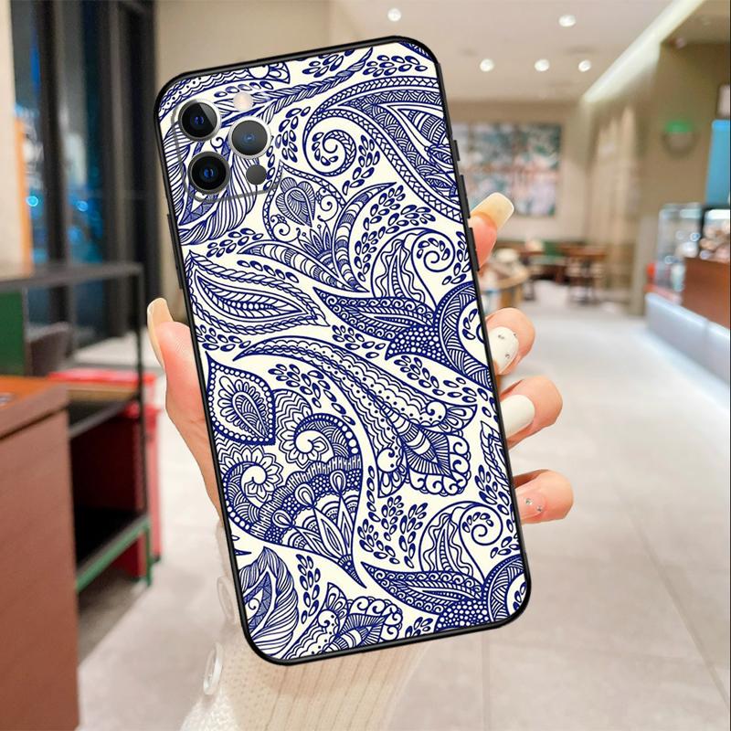 Чехол для телефона с узором пейсли для iPhone 17 16 15 14 13 11 12 Pro Max mini 16 Plus 16e 17 Air Защитный чехол