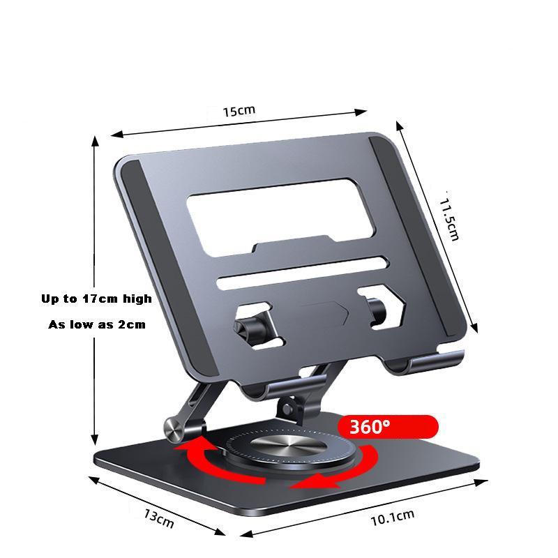 Регулируемая подставка для планшета из алюминиевого сплава, вращающееся на 360 ° основание, эргономичный складной и портативный держатель для планшета для ноутбука до 17 дюймов