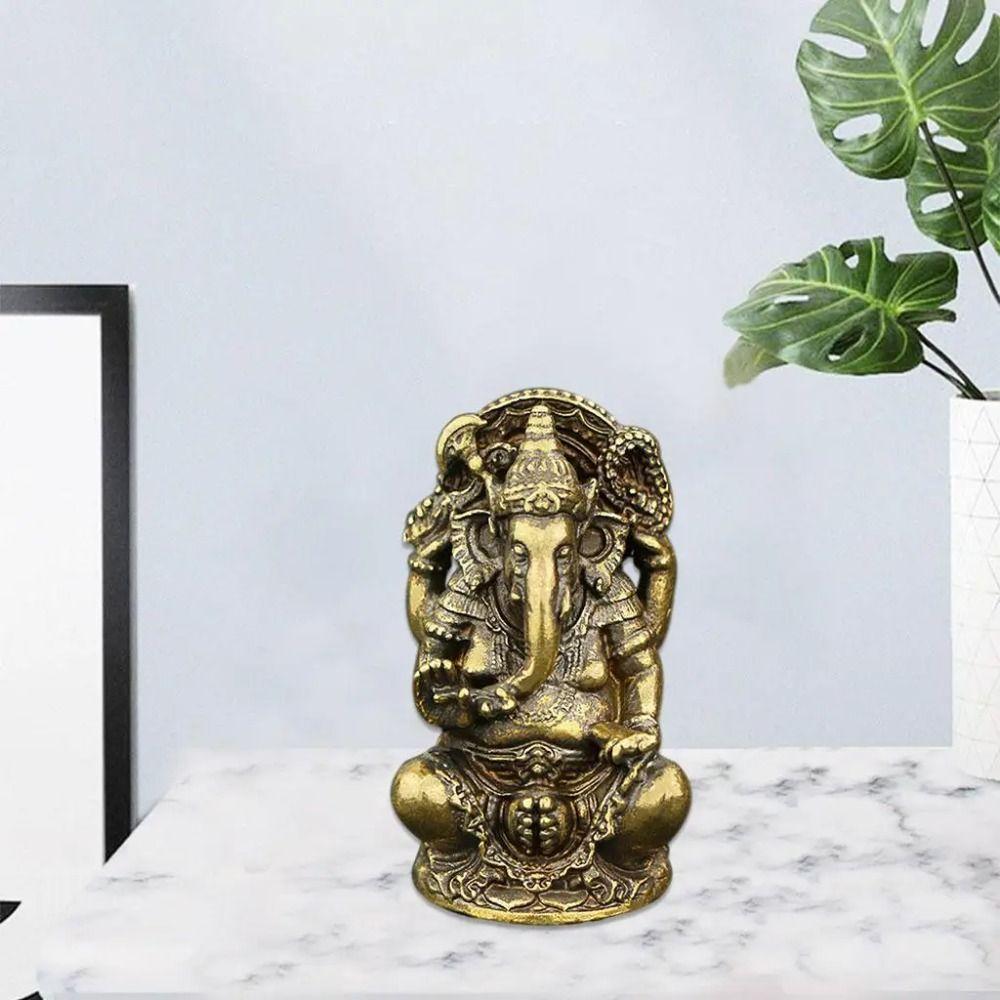 Mini Elephant God Figure Sculpture Vintage Elephant Hindu God Figurines Ganesha Statue Cabinet