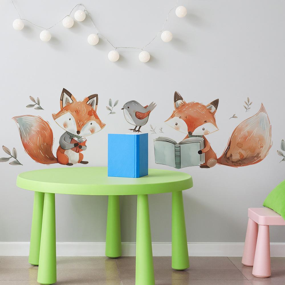 Fox Reading Спальня Гостиная Кабинет Фон Ландшафтный Дизайн Наклейки На Стены Самоклеящиеся