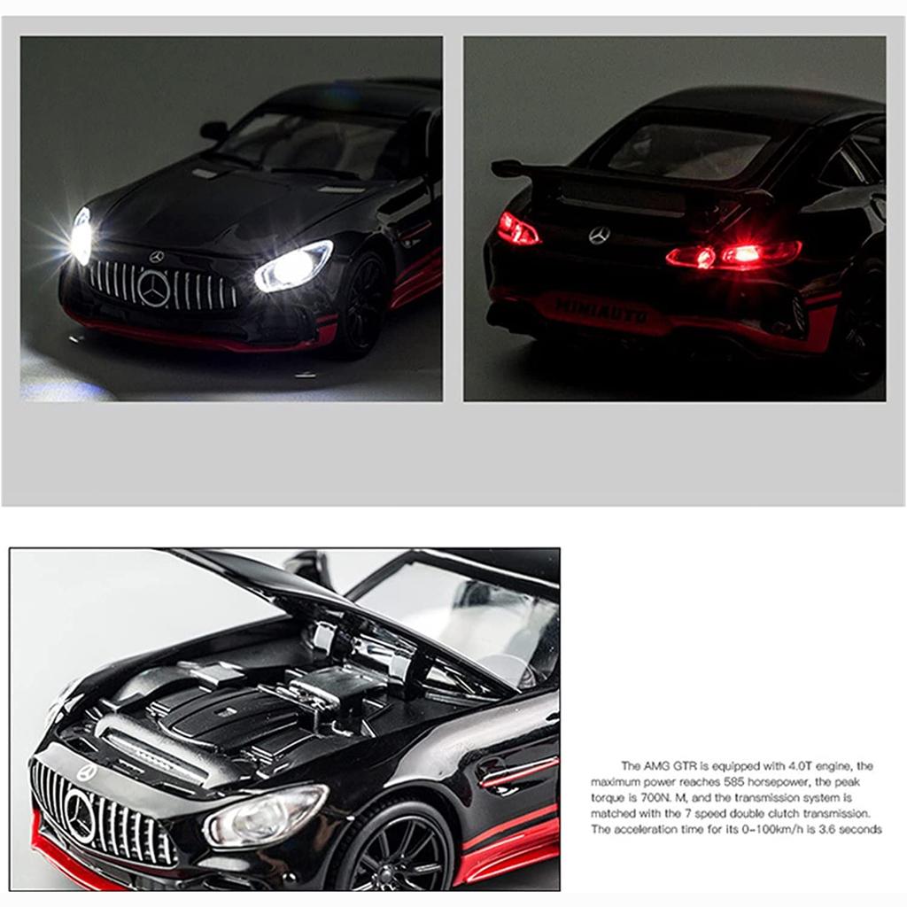 1/32 Scale Benz AMG GTR Sports Car Model Toy Car Die Casting Alloy Car Model Pull Back Vehicles Toys for Toddlers Kids Boys Girls Gift