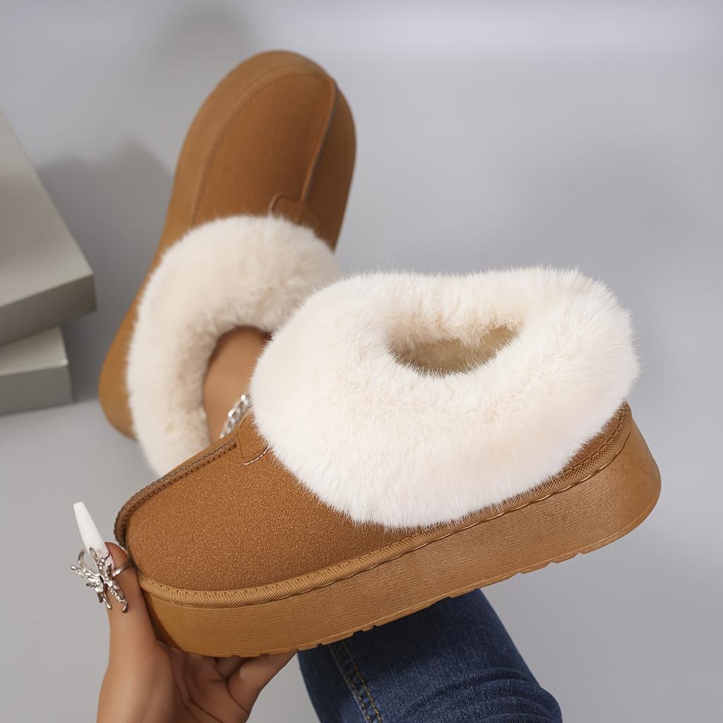 Женские пушистые плюшевые ботильоны с подкладкой, пушистые зимние сапоги, зимняя теплая нижняя юбка, удобные уличные низкие сапоги